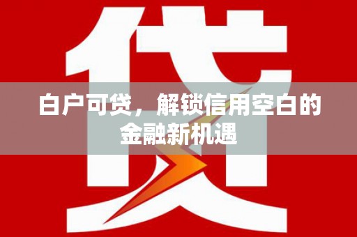 小金白户可贷，解锁信用空白的金融新机遇