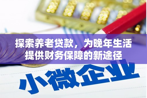 新营探索养老贷款，为晚年生活提供财务保障的新途径