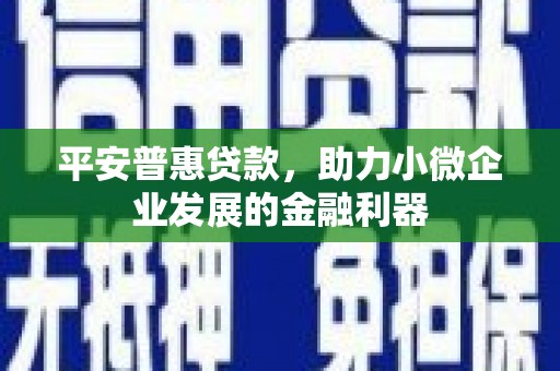 友谊平安普惠贷款，助力小微企业发展的金融利器