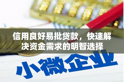 月湖信用良好易批贷款，快速解决资金需求的明智选择