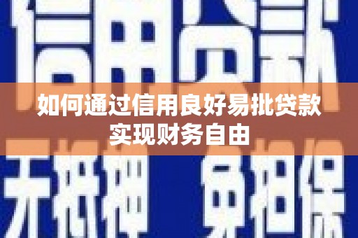 小金如何通过信用良好易批贷款实现财务自由